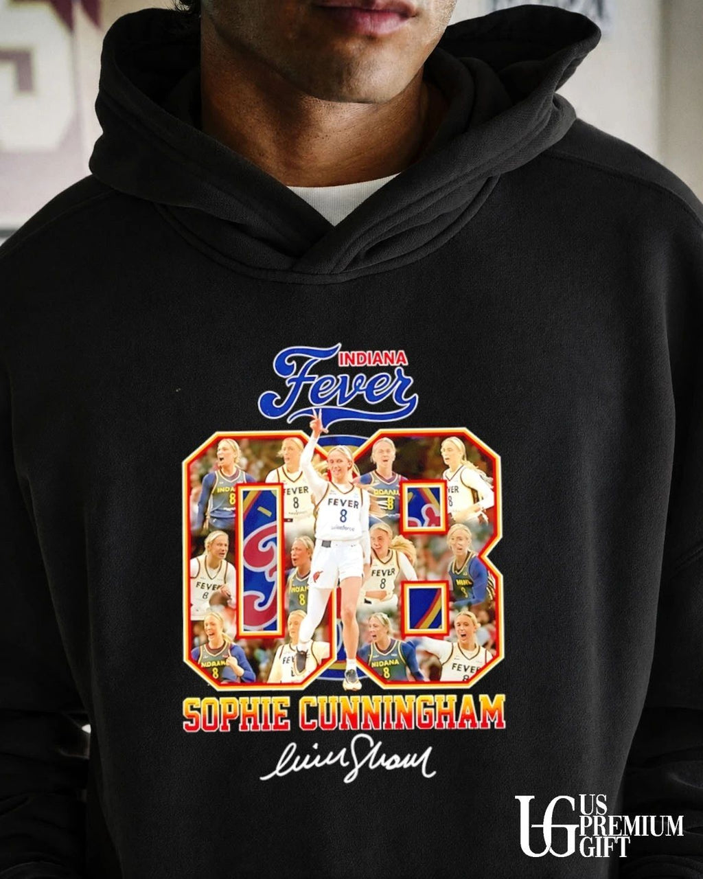 Sophie Cunningham No 8 Indiana Fever WNBA signature number collage signature shirt