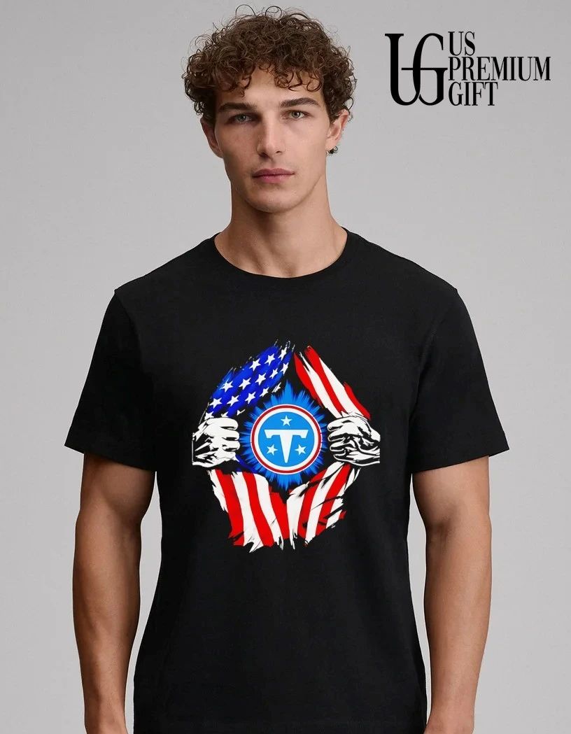Tennessee Titans American flag ripped chest inside me shirt