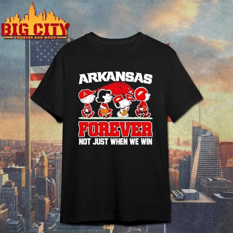 Peanuts Characters Arkansas Razorback Forever Not Just When We Win Graphic Shirt