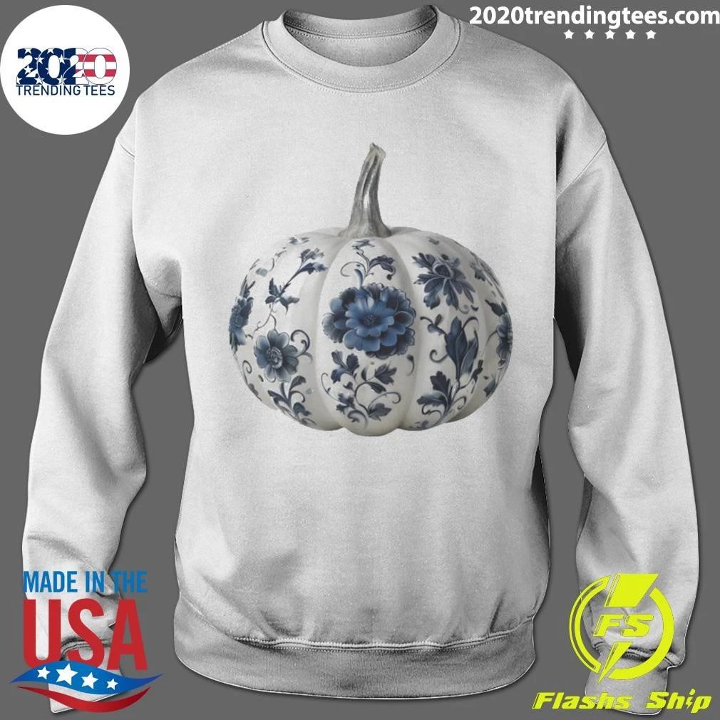 Blue Floral Porcelain Pumpkin Shirt