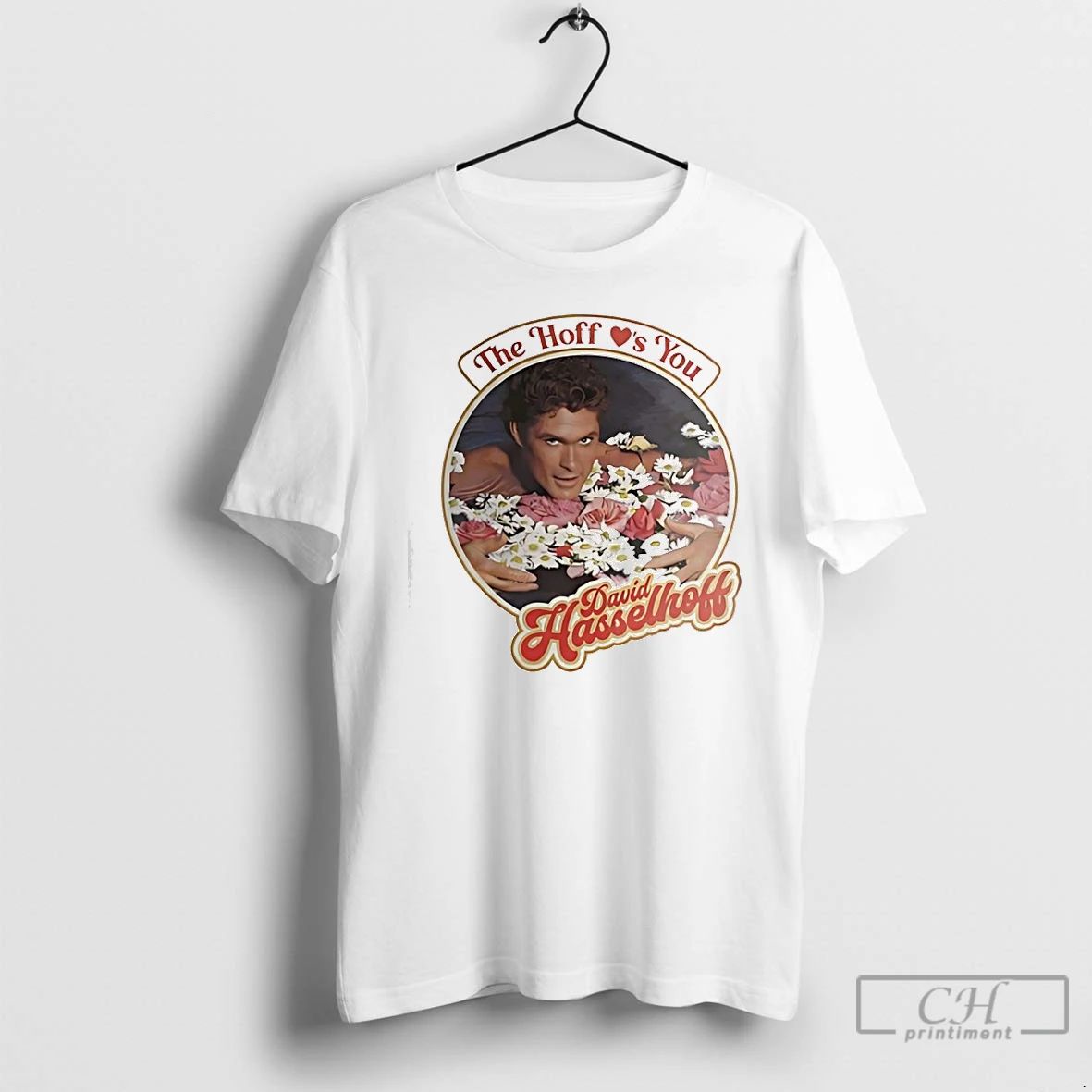 Classic David Hasselhoff Holding Flower The Hoff Loves You Graphic
