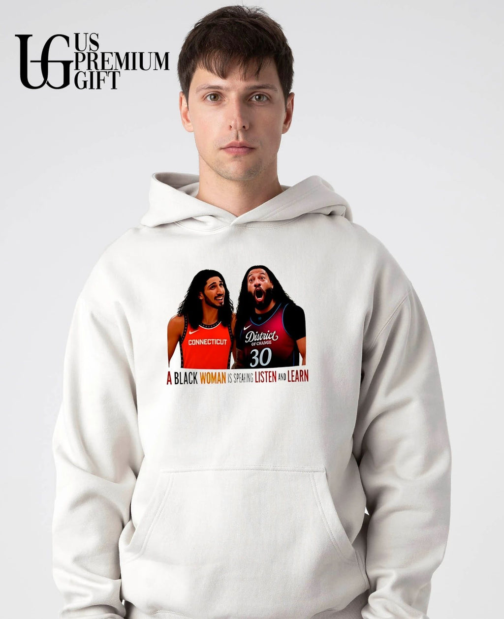 Enes Freedom vs Royce White connecticut and district of change a black woman is speaking listen and learn shirt