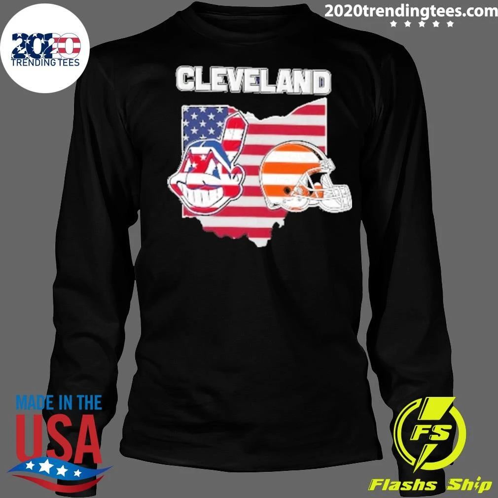 Cleveland Indians And Cleveland Browns Sports Featuring Ohio State Map Shirt