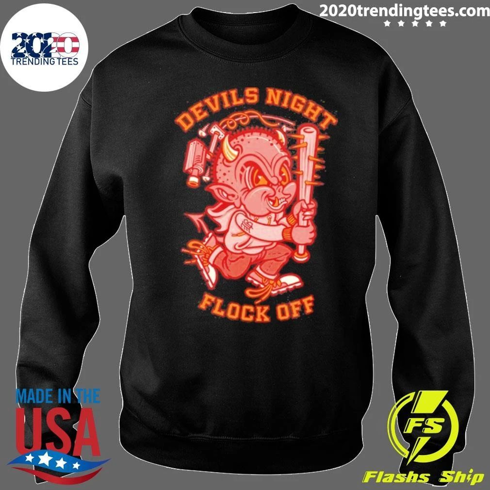 Devils Night Flock Off Devil With Spiked Bat Shirt