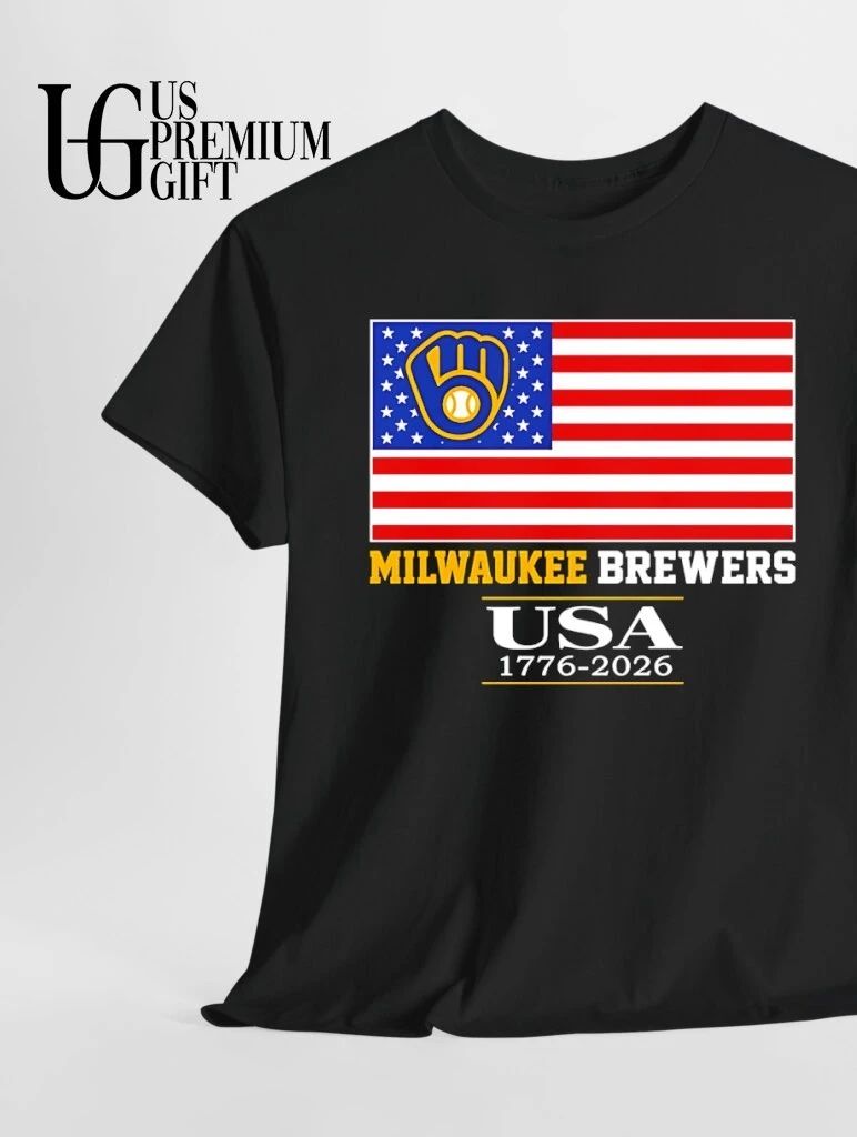 Milwaukee Brewers USA 1776-2026 American flag logo shirt