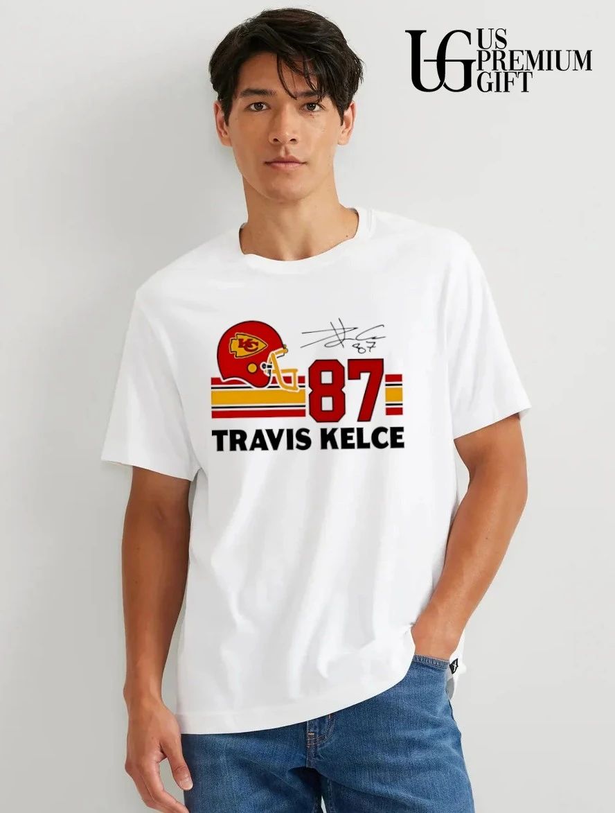Travis Kelce Kansas City Chiefs football helmet signature shirt