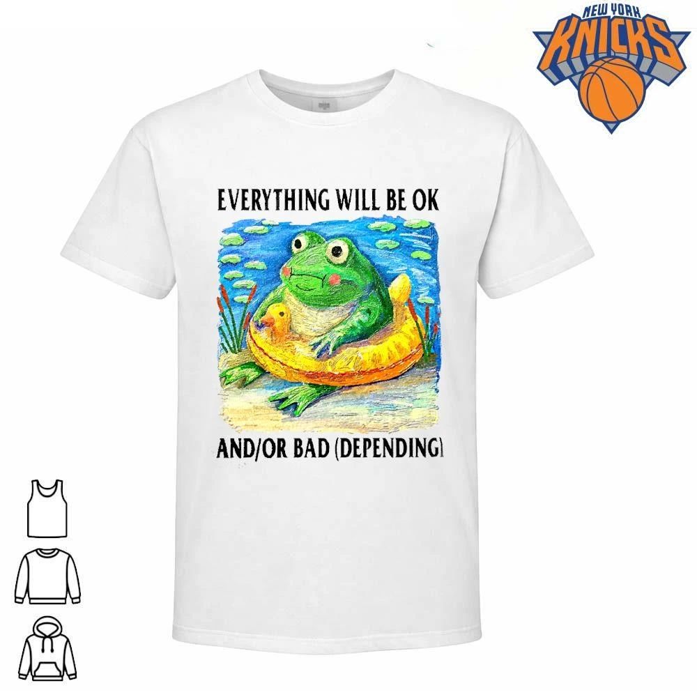 Funny Frog Everything Will Be OK And Or Bad Realistic Painting Art Vintage T Shirt