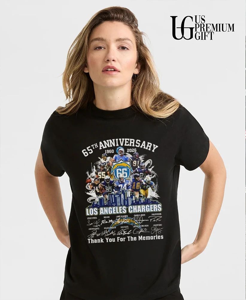 Los Angeles Chargers 65th Anniversary 1960-2026 Legends thank you for the memories signature shirt