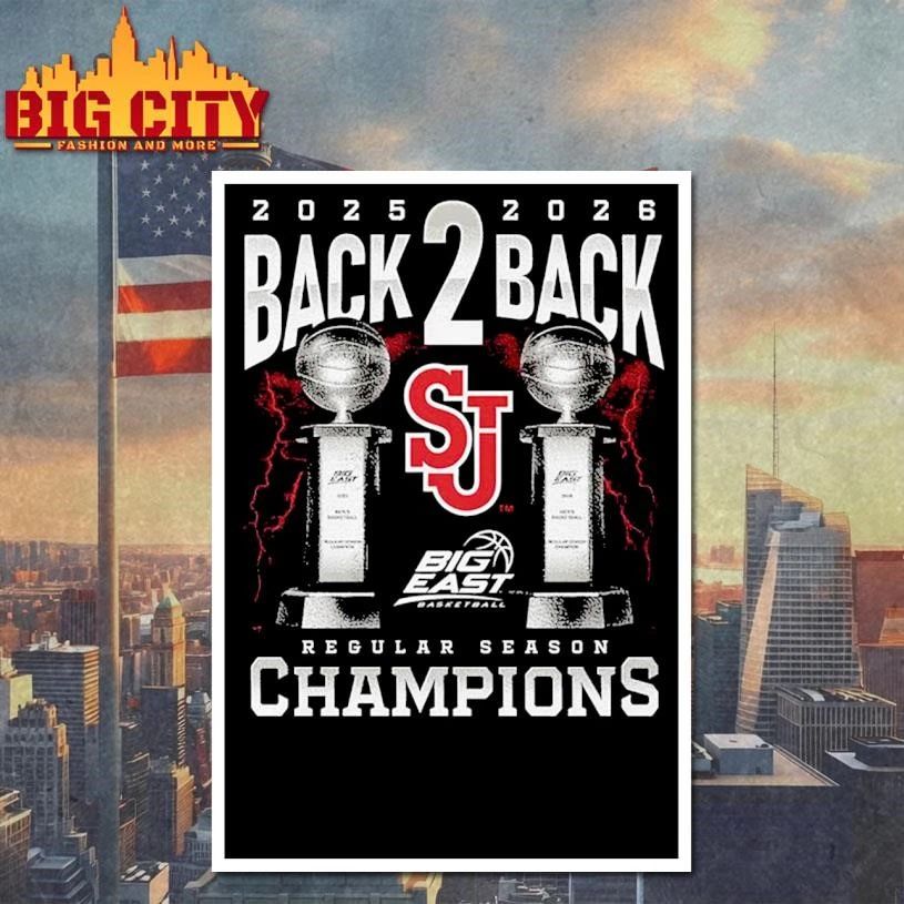 St. John’s Red Storm NCAA 2026 Men’s Basketball Big East Back-To-Back Regular Season Champions Graphic Shirt