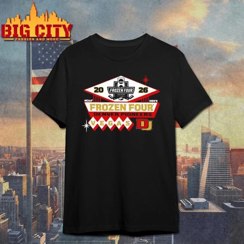 Denver Pioneers Men’s Hockey 2026 NCAA Frozen Four Vegas Logo College Shirt