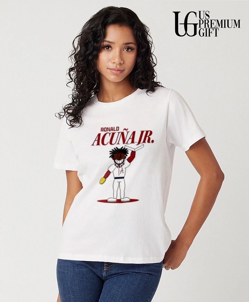Ronald Acuna Jr Atlanta Braves holding baseball shirt