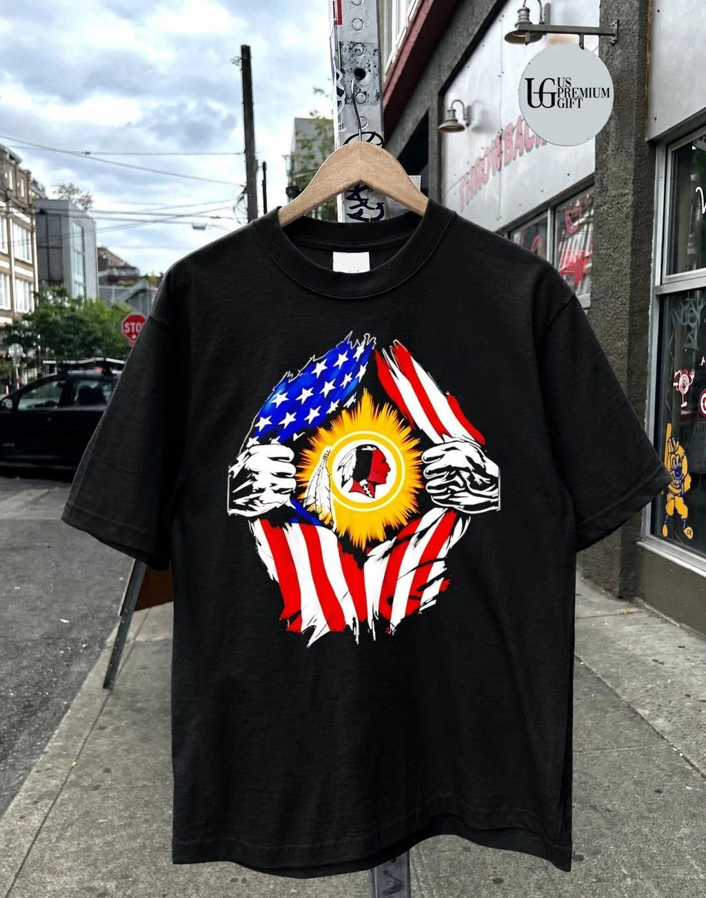Washington Redskins inside me American flag logo shirt