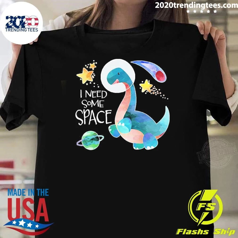 Inktastic I Need Some Space Dinosaur Astronaut with Stars and Planet Youth Shirt