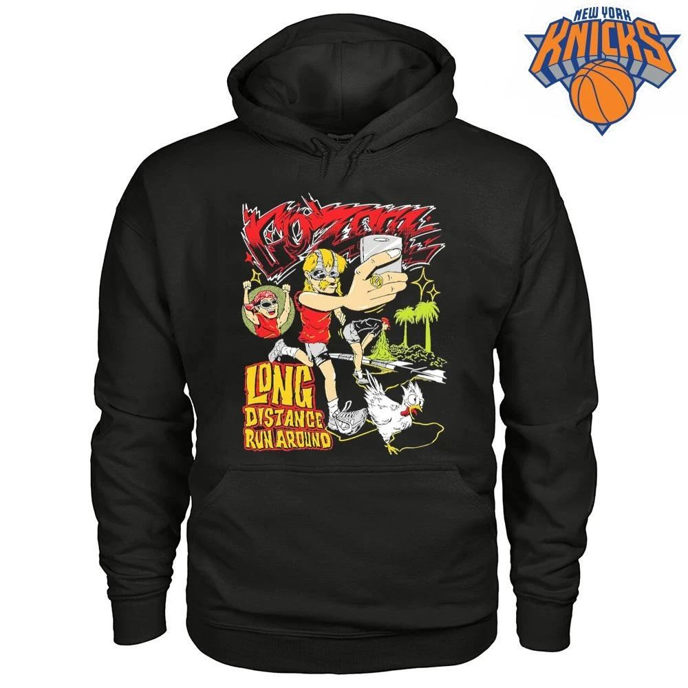 Cartoon Long Distance Run Around Runner selfie Chicken vomiting shirt