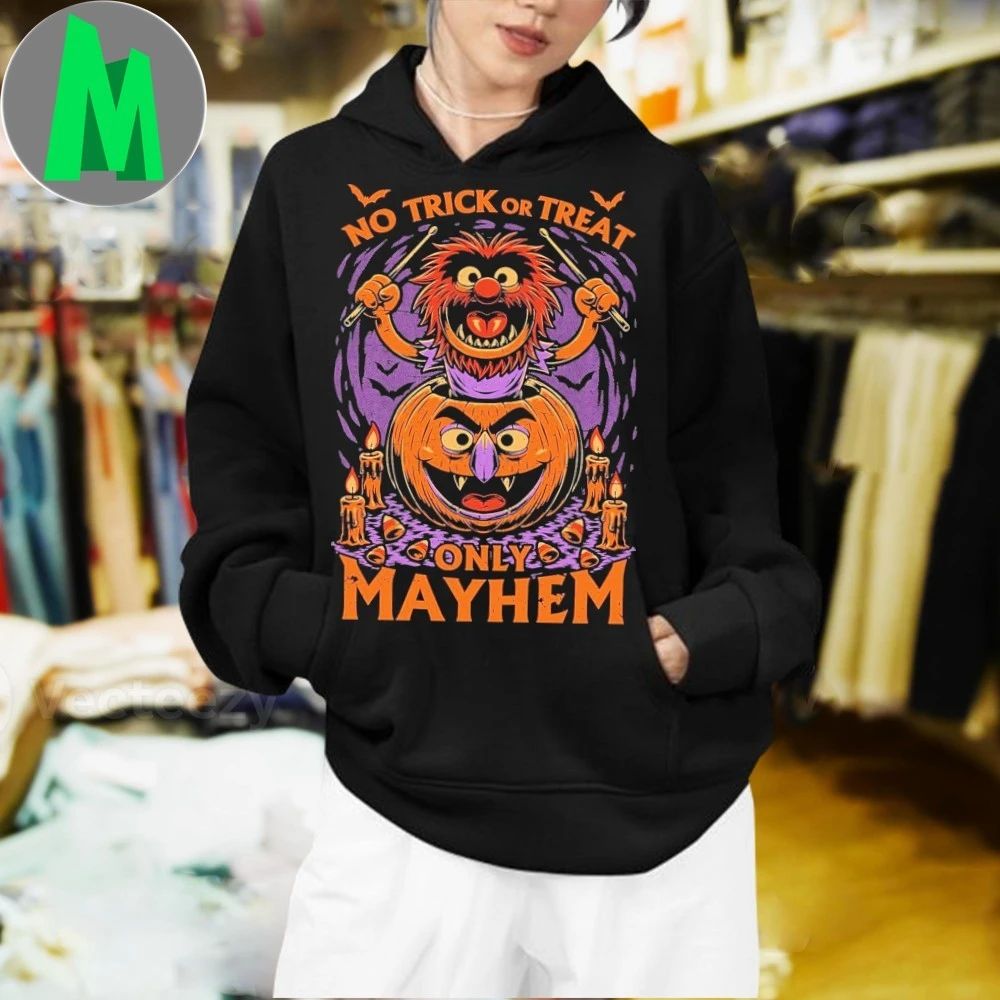 No Trick Or Treat Only Mayhem Puppet Pumpkin Halloween Shirt