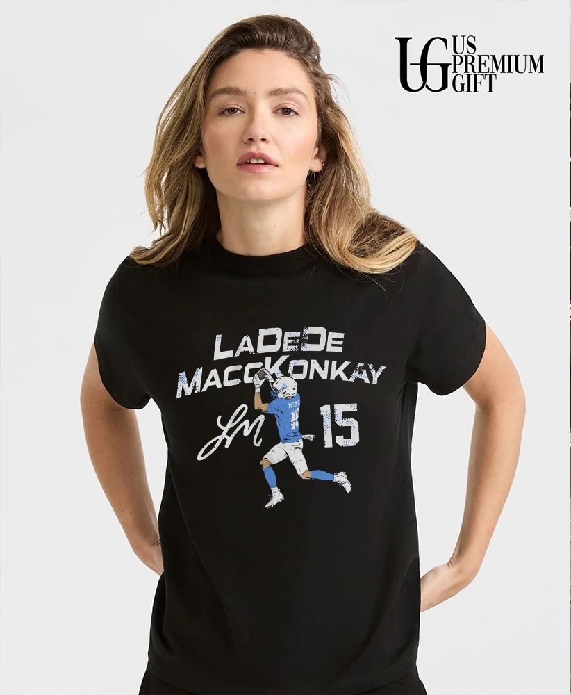 Ladd McConkey LaDeDe MaccKonkay No 15 Los Angeles Chargers football signature shirt