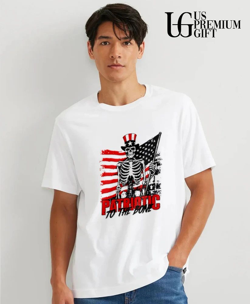 Skeleton Uncle Sam Patriotic to the Bone American flag shirt