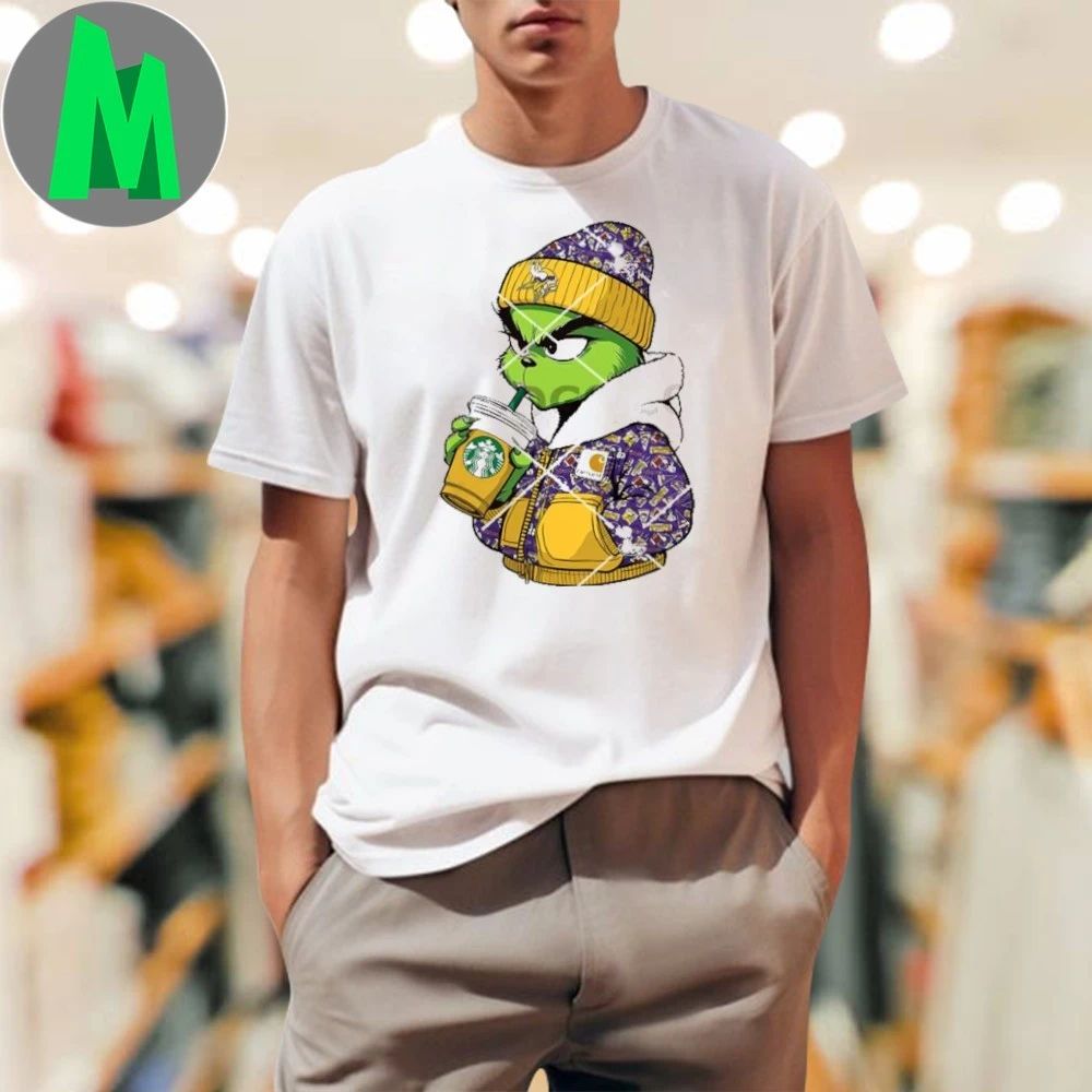Carhartt Grinch Minnesota Vikings Drink Starbucks Coffee Grinchmas Logo Shirt