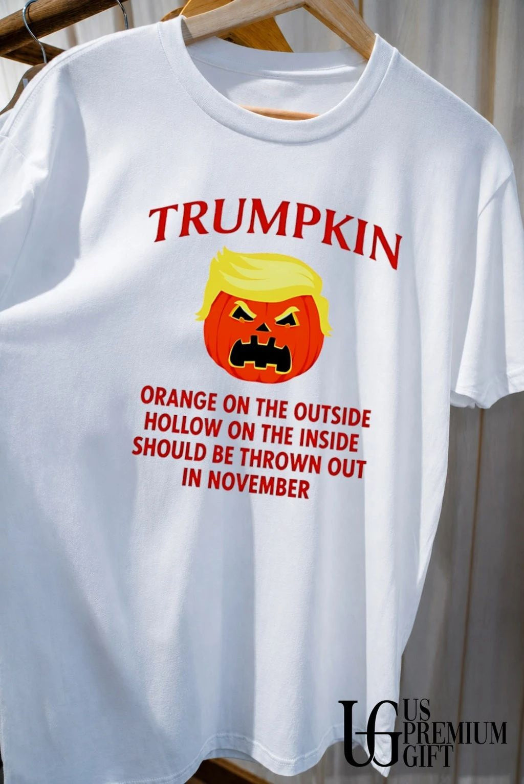 Trumpkin orange on the outside hollow on the inside Halloween shirt