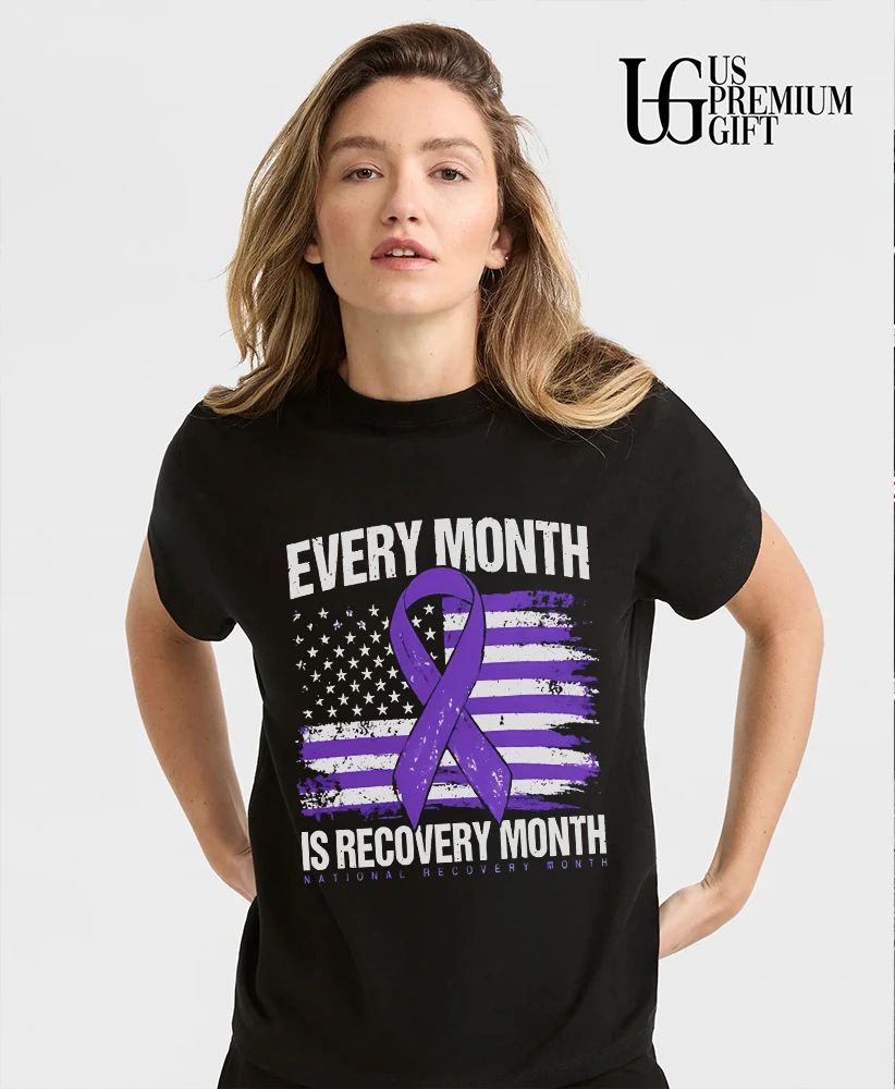 Every Month Is Recovery Month Distressed American flag shirt