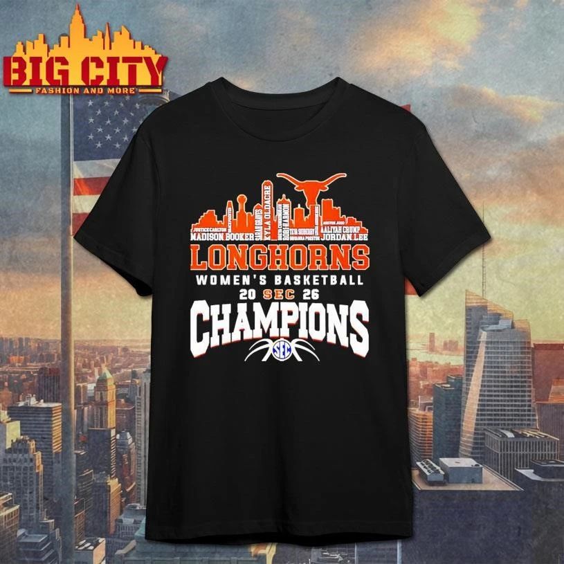 Texas Longhorns Women’s Basketball Champions 2026 player name city skyline Shirt