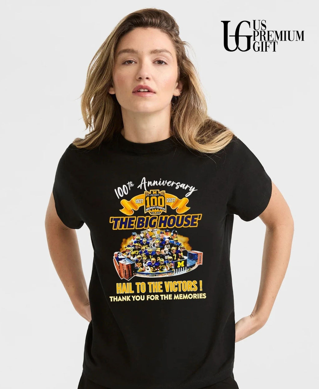 Michigan Wolverines The Big House 100 Years 1927-2027 Hail To The Victors thank you for the memories signature shirt