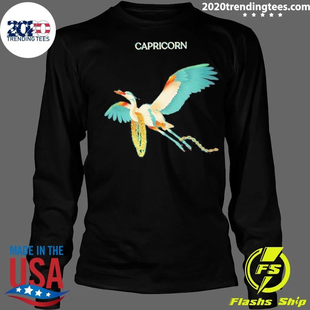 Capricorn Heron With Gold Chains Zodiac Shirt