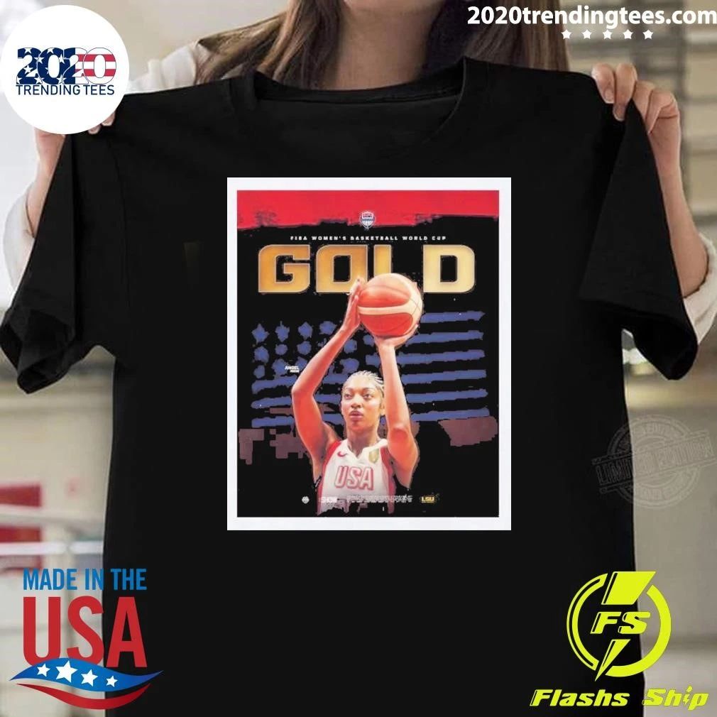 FIBA Women’s Basketball World Cup USA Champions Angel Reese Gold Medal Winner Team USA Basketball Shirt