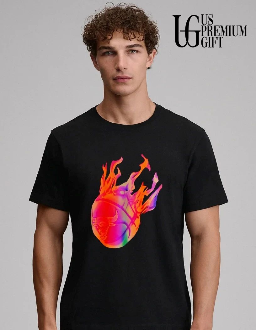 Chicago Bulls NBA Basketball flames shirt