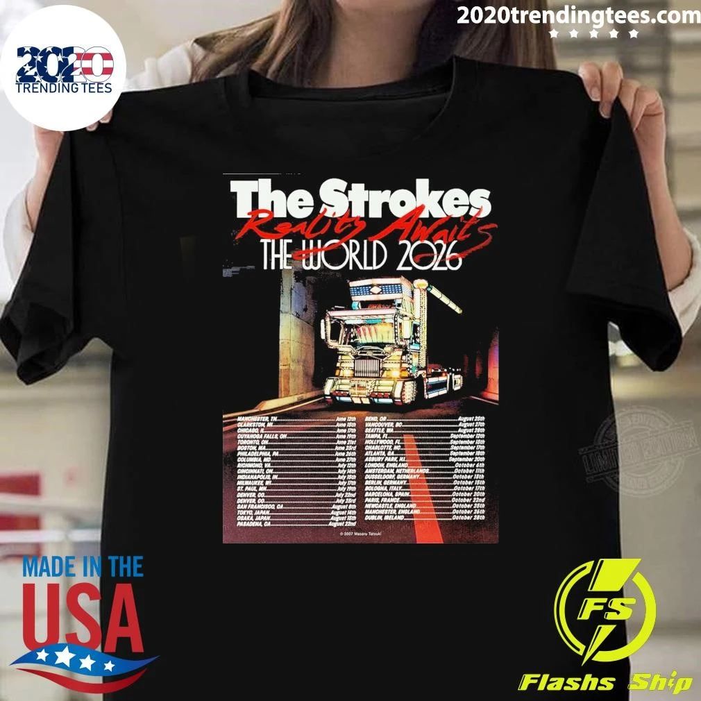 The Strokes Reality Awaits 2026 Indie Music Wall Tour Shirt