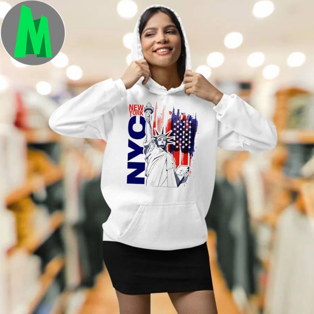 Nyc Tee New York City Statue Of Liberty With Usa Flag 2025 T-Shirt