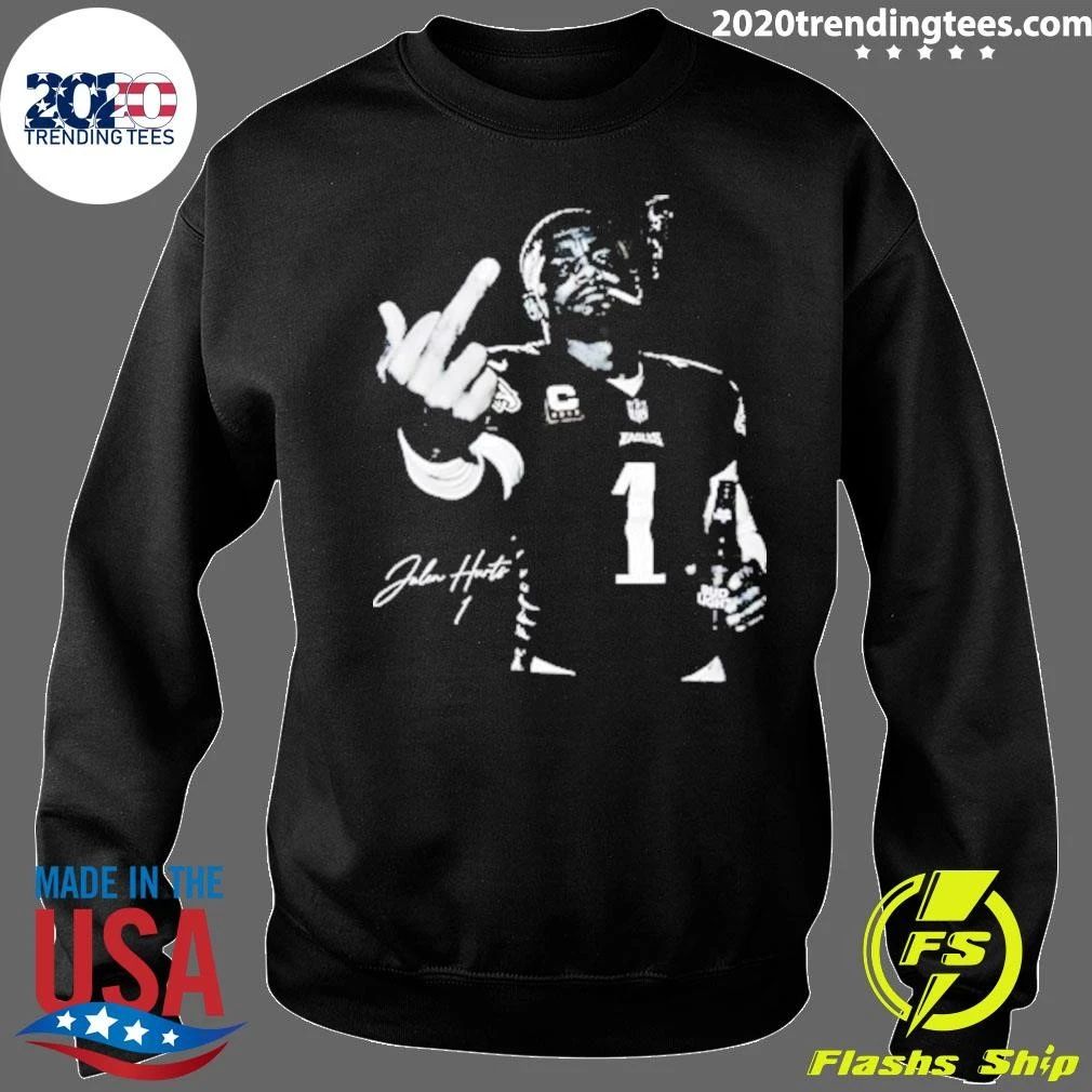 Signature Jalen Hurts Smoking Beer Middle Finger Shirt