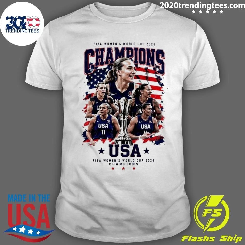 FIBA Women’s Basketball World Cup 2026 USA Flag Gold Trophy Team Champions Shirt