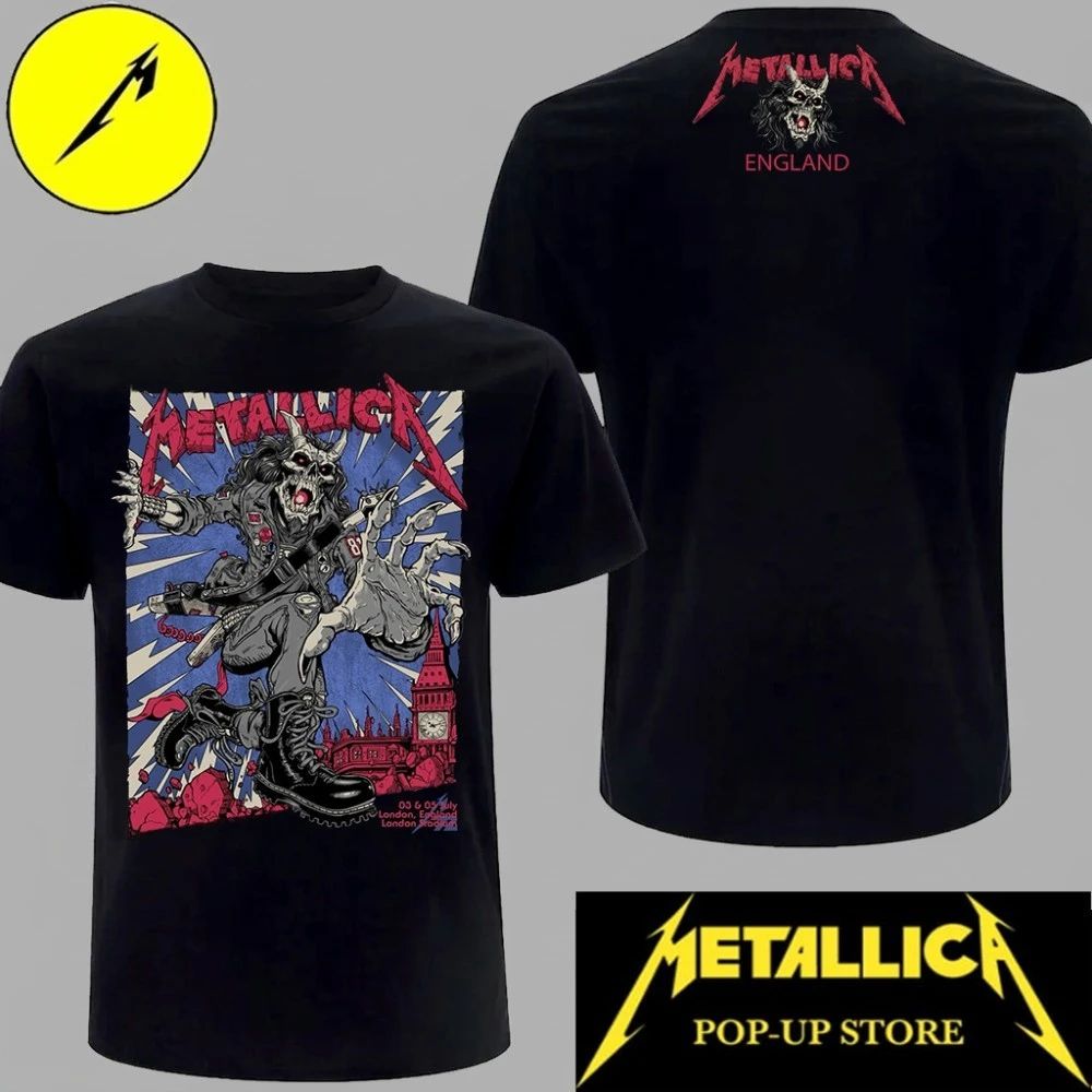 Metallica London 2026 M72 World Tour Two-Sided T-Shirt – Official London Stadium Merchandise – Exclusive Design
