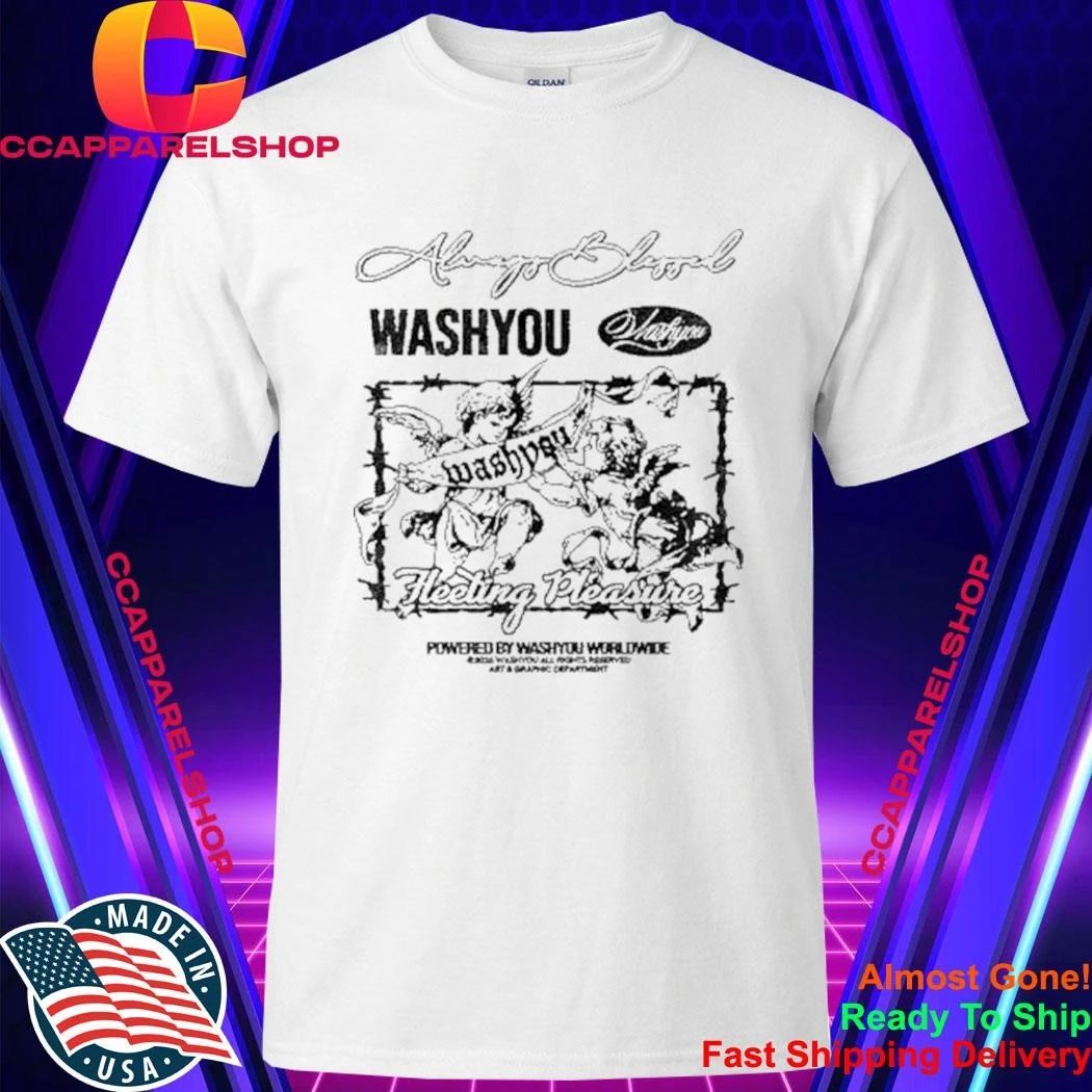 Always Blessed Fleeting Pleasure Angels Barbed Wire Vintage Wash Streetwear Tee Shirt