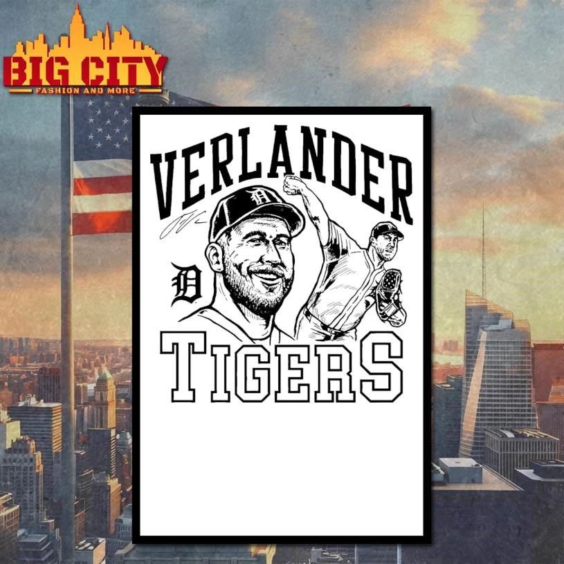 Justin Verlander Tigers Portrait Signature Graphic Shirt