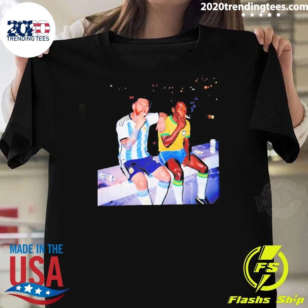 Messi And Pelé Legends Smoking Skyline Shirt