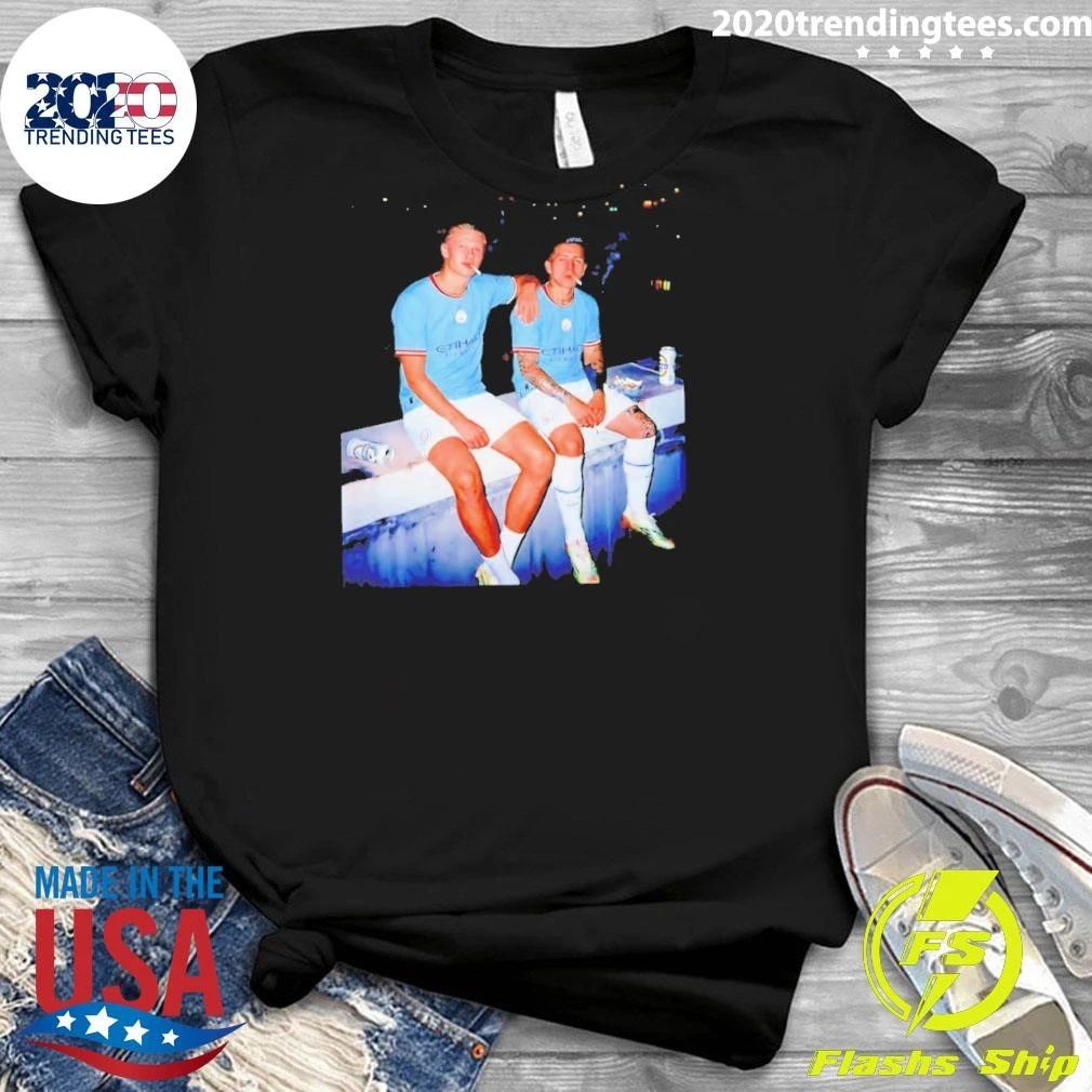 Enzo Fernández And Erling Haaland Smoking Skyline Shirt