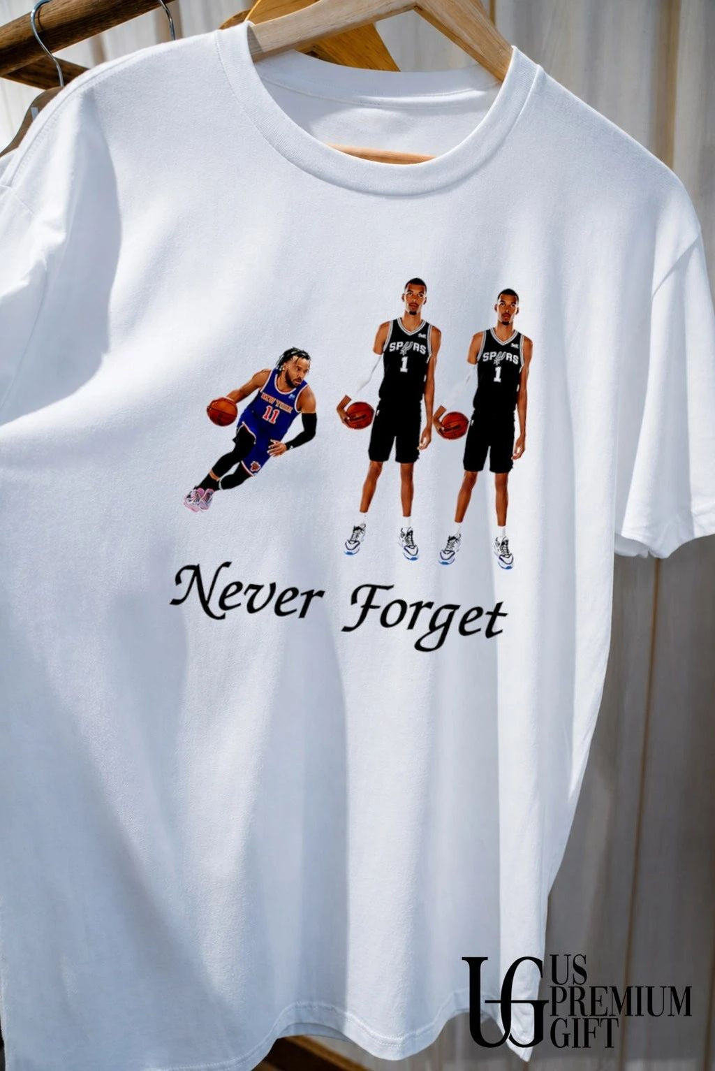 Jalen Brunson and Victor Wembanyama Never Forget NBA shirt