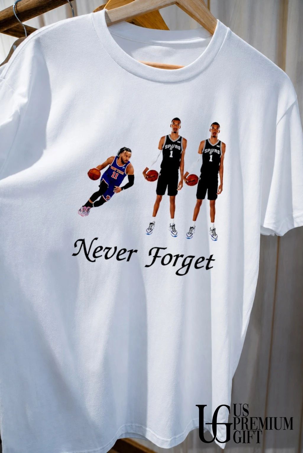 Jalen Brunson and Victor Wembanyama Never Forget NBA shirt
