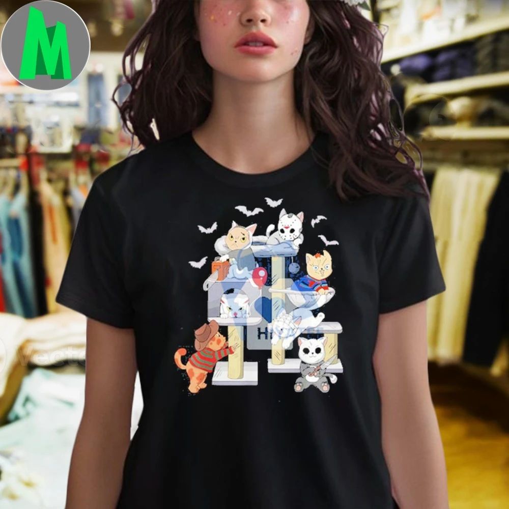 Cat Horror Movies Cute Halloween Cat Lovers Shirt