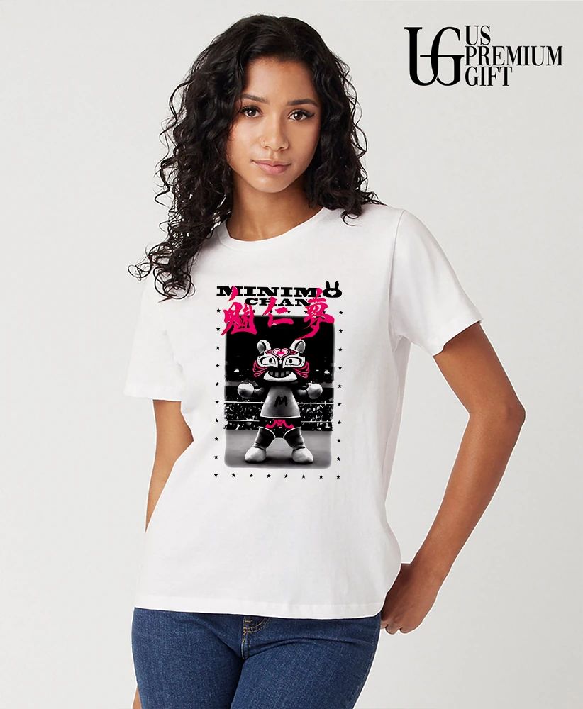 Minimo Chan Lucha Libre Wrestler Masked Bear Character Japanese Kanji shirt