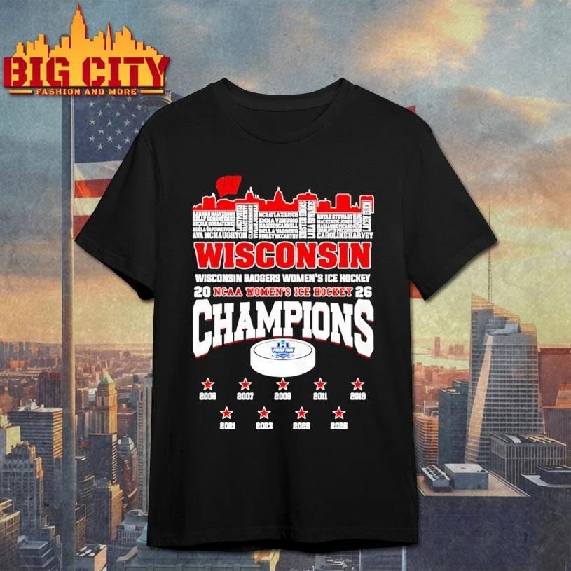 Wisconsin Badgers Womens Ice Hockey 2026 Champions Skyline City Shirt