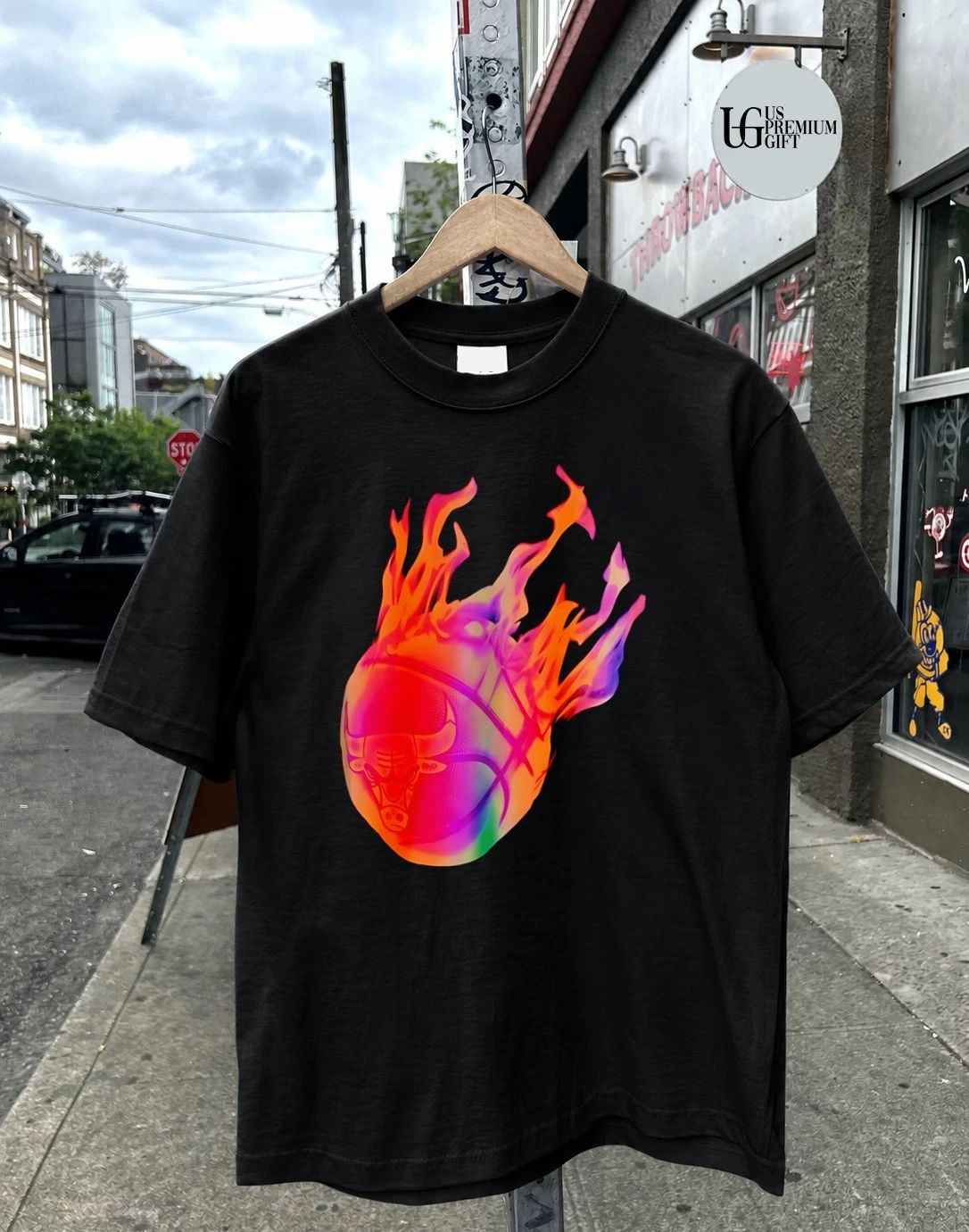Chicago Bulls NBA Basketball flames shirt