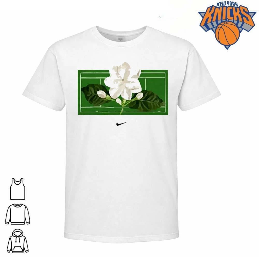 White Jasmine Flower Green Tennis Court Minimalist shirt
