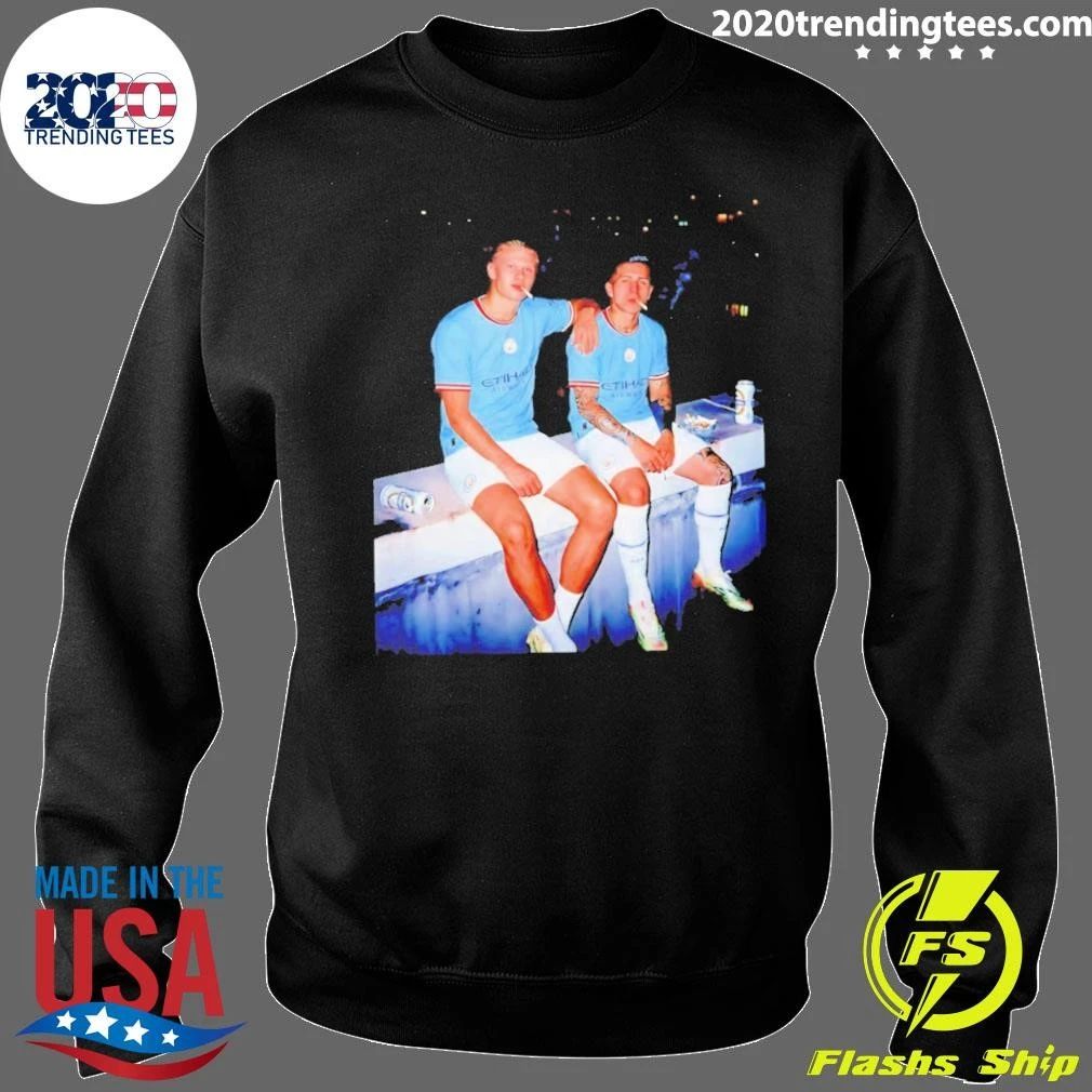 Enzo Fernández And Erling Haaland Smoking Skyline Shirt