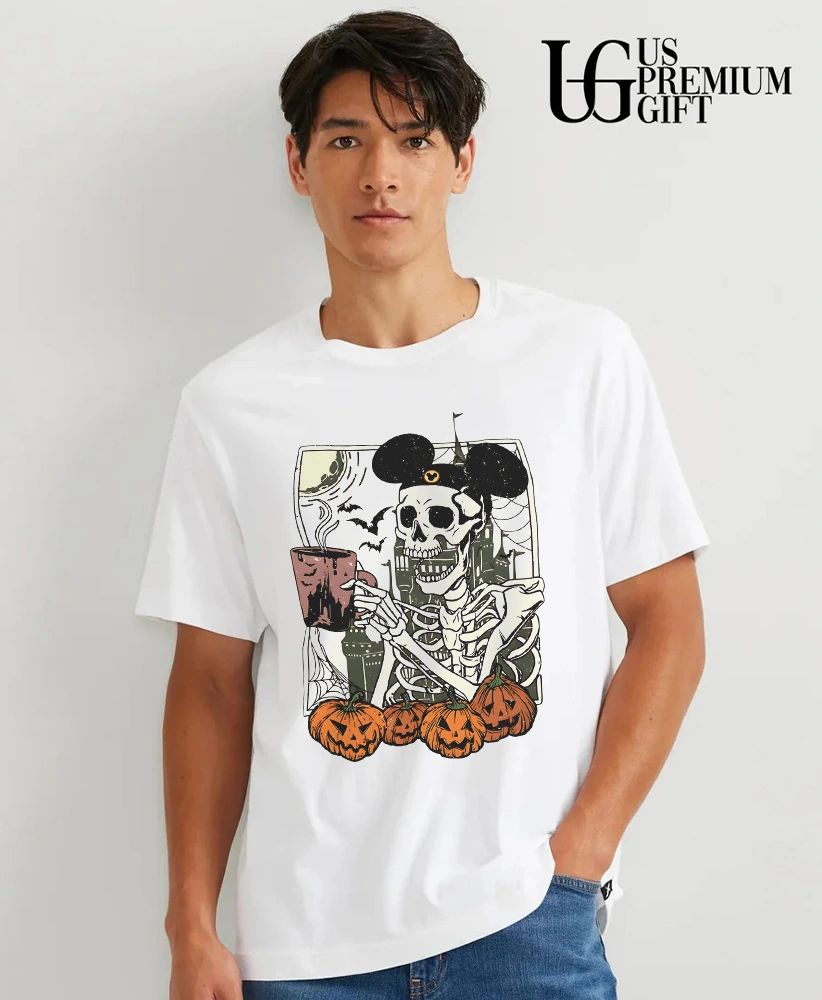 Spooky Skeleton Coffee and Pumpkins Halloween 2026 shirt