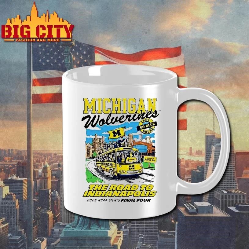 Michigan Wolverines 2026 Ncaa Mens Basketball Final Four Bound Bus The Road To The Indianapolis College Shirt