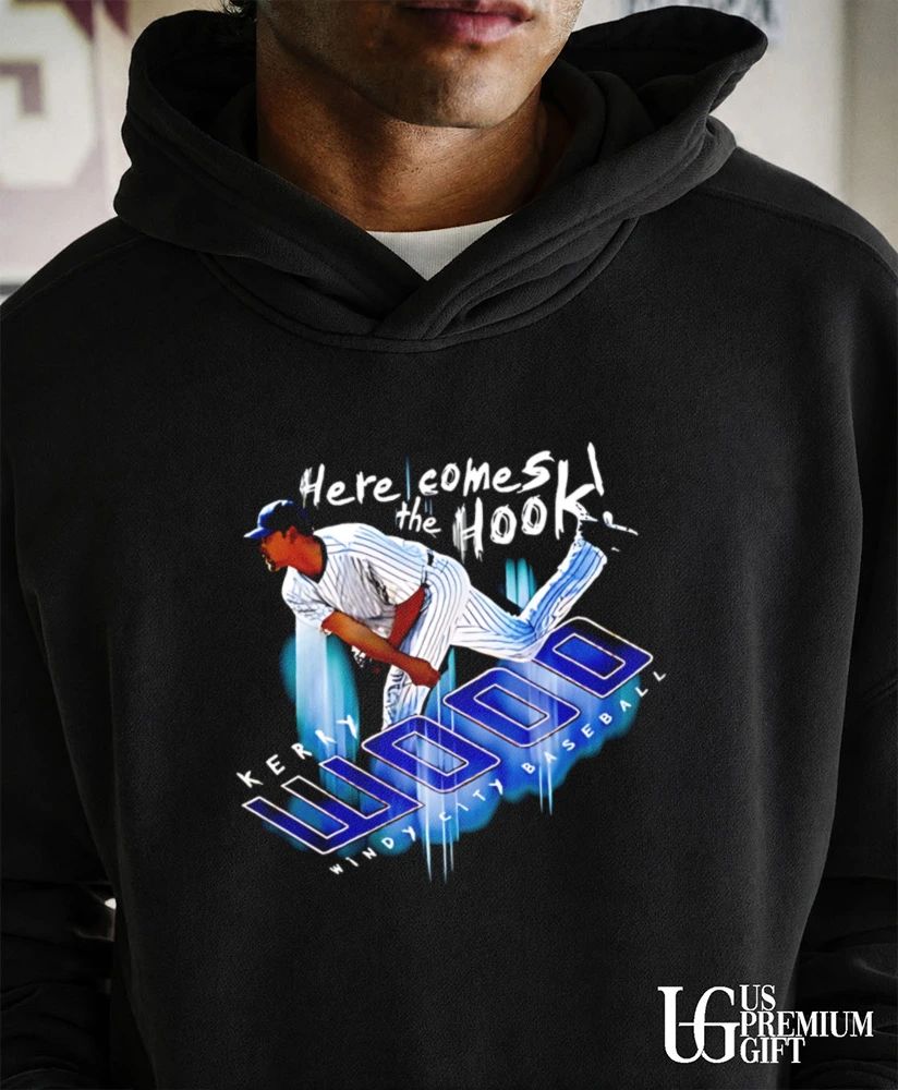 Here Comes The Hook Windy City Baseball Kerry Wood Pitcher Throwing Ball shirt