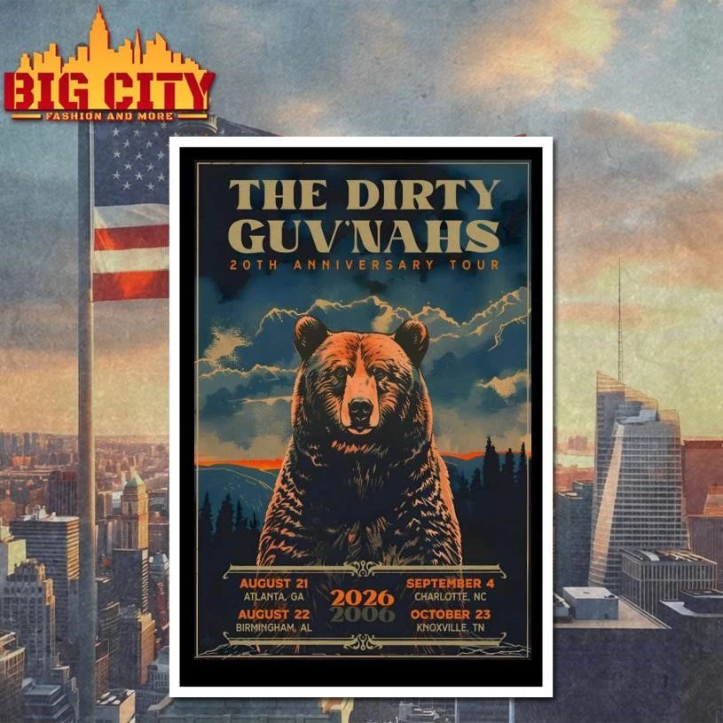 The Dirty Guv’nahs 2026 20th Anniversary Tour Poster Shirt